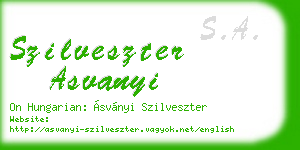 szilveszter asvanyi business card