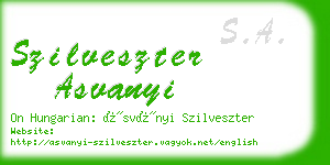 szilveszter asvanyi business card